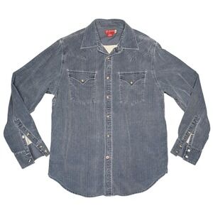 Vintage Guess Y2K Grey Blue Denim Shirt Long Sleeve Collared 100% Cotton